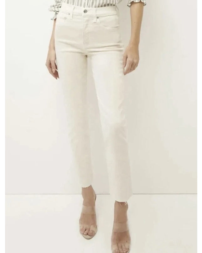 VERONICA BEARD Ryleigh Slim Straight Jeans Ecru High Rise Button Fly Women's 26