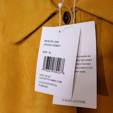 LAFAYETTE 148 Clyde Laser Cut Suede Jacket NWT Spiced Honey Yellow Women's XL