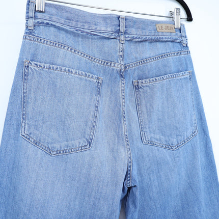 LE JEAN Wide Leg Jeans Blue Light Wash Tie Belt High Rise Women's 29
