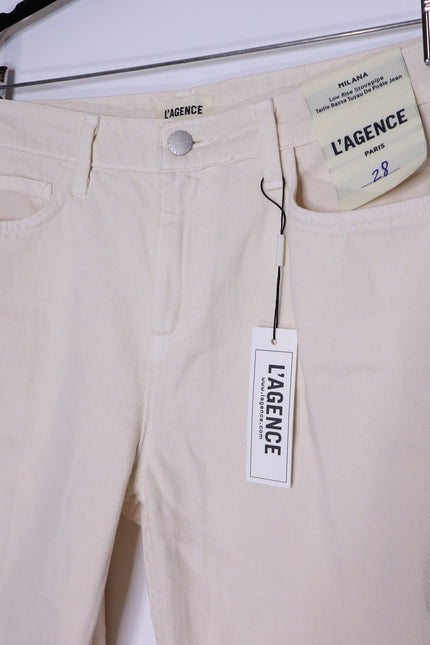 L'AGENCE NEW Milana Low Rise Stovepipe Straight Jeans French Vanilla Women's 28