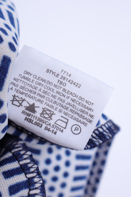 TORY BURCH White and Navy Printed Convertible Column Dress Women's XS