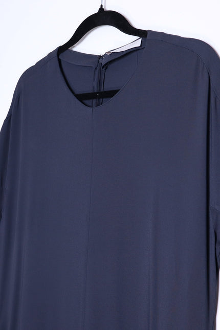 FABIANA FILIPPI Asymmetrical Short Sleeves Midi Dress Ash Blue Women's XL