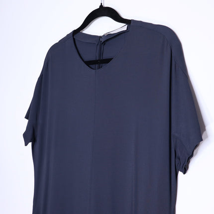 FABIANA FILIPPI Asymmetrical Short Sleeve Midi Dress Ash Blue Women's XL