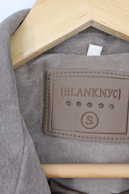 BLANKNYC Cropped Suede Moto Jacket Sand Stoner Full Zip Long Sleeve Women' S