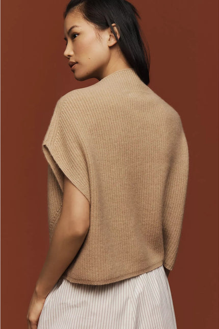 BY ANTHROPOLOGIE Oversized Ribbed 100% Cashmere Sweater Vest Neutral Women's XS