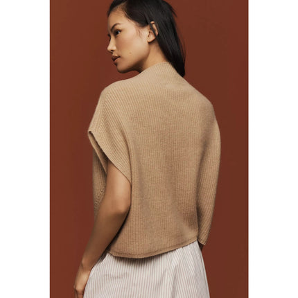 BY ANTHROPOLOGIE Oversized Ribbed 100% Cashmere Sweater Vest Neutral Women's XS