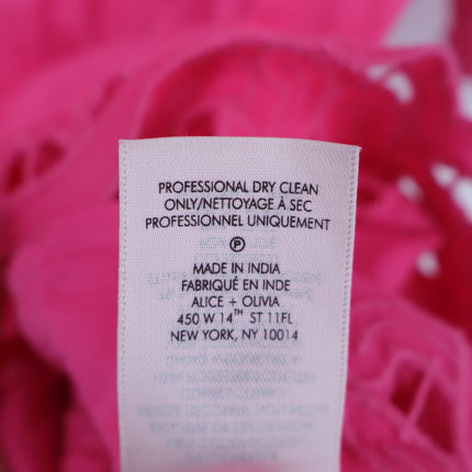 Alice + Olivia Clark Mini Dress French Rose Pink Embroidered Tiered Women's 12