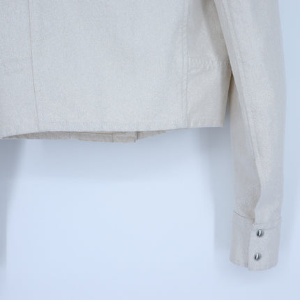 IRO Vema Denim Jacket NWT Ecru Silver Lurex Long Sleeve Women's 36/US 4