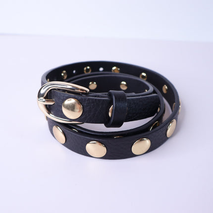 EVEREVE Skinny Lennox Studded Belt Black and Gold Women's XS/S