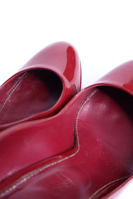 SERGIO ROSSI Patent Leather Platform Pumps Red Almond Toe Women's 35/US 5