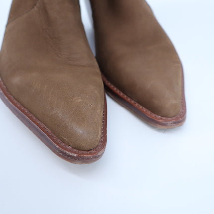 Dolce Vita Volli Heeled Ankle Boots Brown Leather Side Zip Pointed Toe Women's 9