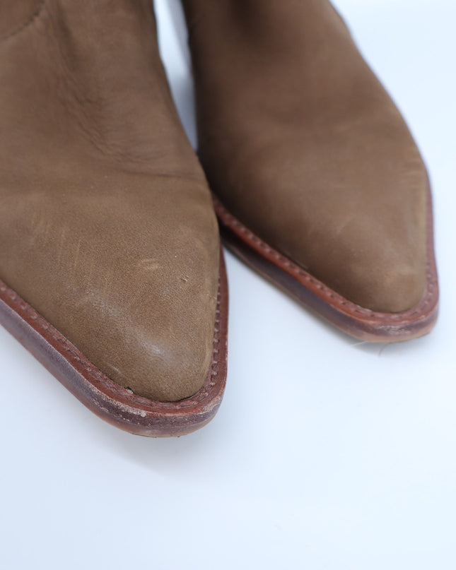 Dolce Vita Volli Heeled Ankle Boots Brown Leather Side Zip Pointed Toe Women's 9