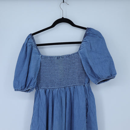 Gap Puff Sleeve Denim Mini Dress Washwell Blue NWT Chambray Women's XSP