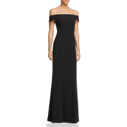 Laundry by Shelli Segal Off Shoulder Gown Black NWT A Line Maxi Dress Women's 4