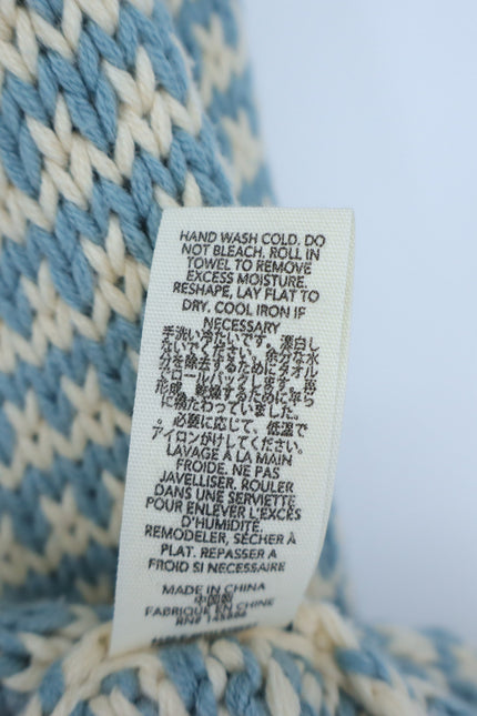 THE GREAT. Minicheck Lodge Cardigan Sweater Morning Sky Open Front Women's 0 XS
