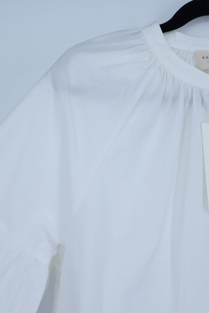 SEZANE Nerissa Button Up Shirt Ecru White Oragnic Cotton Poplin Women's 40/US 8