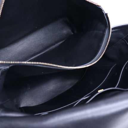 SALVATORE FERRAGAMO Trifolio Leather Backpack Black Top Handle Convertible