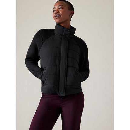 ATHLETA Incline Hybrid Jacket NWT Black Lightweight Puffer Women's MT