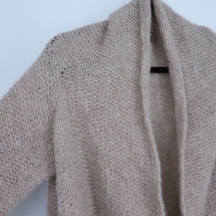 SEFTE + THE HUNTRESS Fringe Open Cardigan Oatmeal Long Sleeve Women's OS
