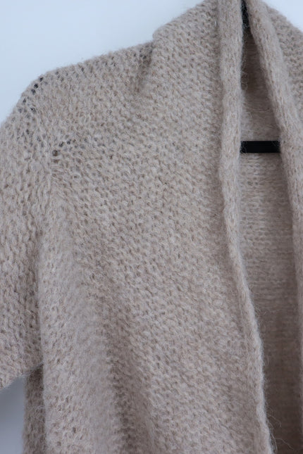 SEFTE + THE HUNTRESS Fringe Open Cardigan Oatmeal Long Sleeve Women's OS