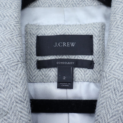 J. Crew Schoolboy Houndstooth Wool Blazer Grey Single Breasted Women's 2