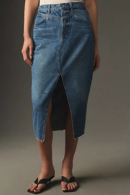 REFORMATION JEANS Jagger Denim Midi Skirt Hemlock Classic Blue Women's 30