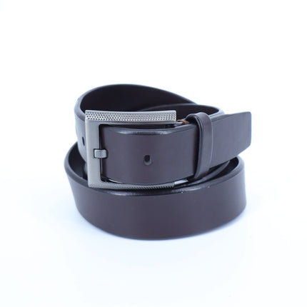 TUMI Brown Leather Belt with Gunmetal Buckle Men's 40