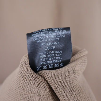 SCANLAN THEODORE Crepe Knit Collar Dress NWT Beige Camel Quiet Luxury Women's L