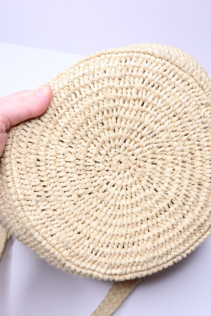 PACO RABANNE Natural Raffia Bucket Bag Gold Chain Link Top Handle Crossbody Bag
