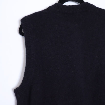 SEZANE Sacha Sweater Vest Cardigan Black w/ Gold Button Wool Blend Women's M
