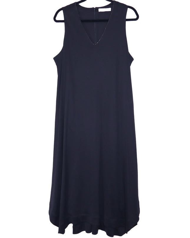 FABIANA FILIPPI Bead-Embellished Sleeveless Dress Black Jersey Knit Women's XL