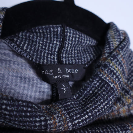 Rag & Bone Shaw Plaid Turtleneck Top Black Multi Long Sleeve Women's S