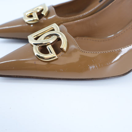 Dolce & Gabbana Lollo Pumps 60mm Brown Patent Leather Women's 35.5/US 5.5