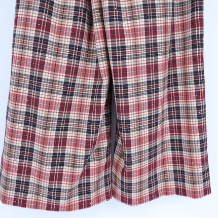 Maeve Avery Sparkle Pleated Wide Leg Trousers Plaid Red Multicolor Women's XS