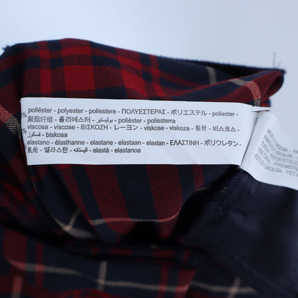 Zara Basic Plaid Skinny Trouser Red and Navy NWT Split Hem Pant Women's XS