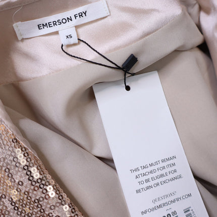 EMERSON FRY Sequin Keyhole Dress NWT Blush Long Sleeve Lined Women's XS