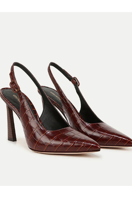 VERONICA BEARD Callie Croc Embossed Slingback Pump Sepia Red Women's 5.5