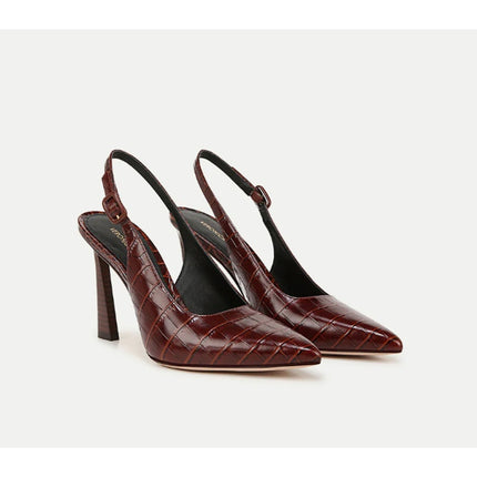 VERONICA BEARD Callie Croc Embossed Slingback Pump Sepia Red Women's 5.5