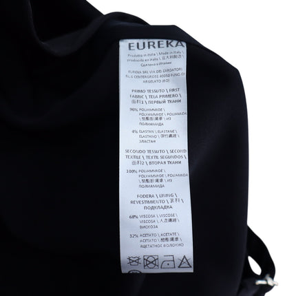 Eureka Babylon Black Satin Belted Blazer Sheer Mesh Long Sleeve Women's 42/US 6