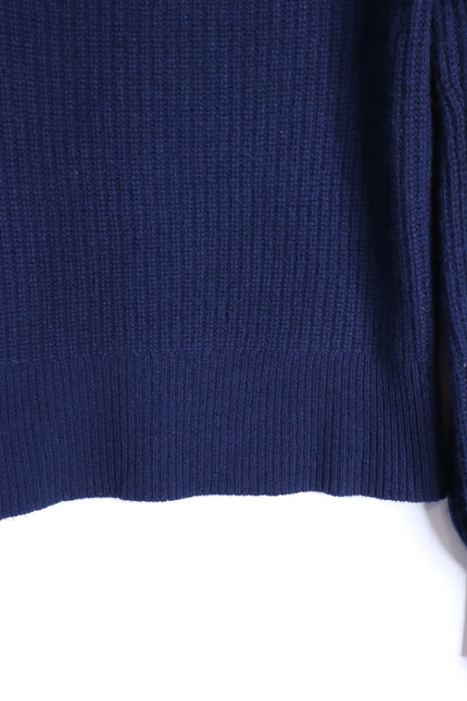 J. CREW 100% Cashmere Puff Sleeve Sweater Navy Blue Mock Neck Women's XS