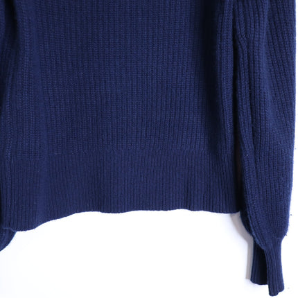 J. CREW 100% Cashmere Puff Sleeve Sweater Navy Blue Mock Neck Women's XS