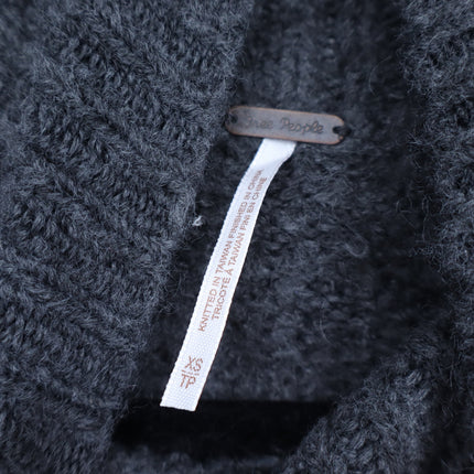 Free People Bradley Pullover Sweater NWT Dark Gray Mohair Textured Women's XS