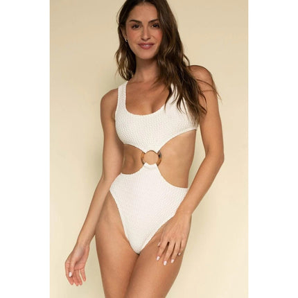 MONTCE Crochet Ky One Piece Swimsuit NWT Bone White Summer Women's S