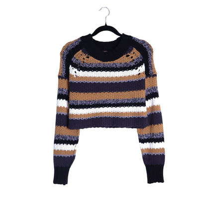 Free People Devon Sweater Sunflower Seed Combo Multicolored Stripe Women's XS
