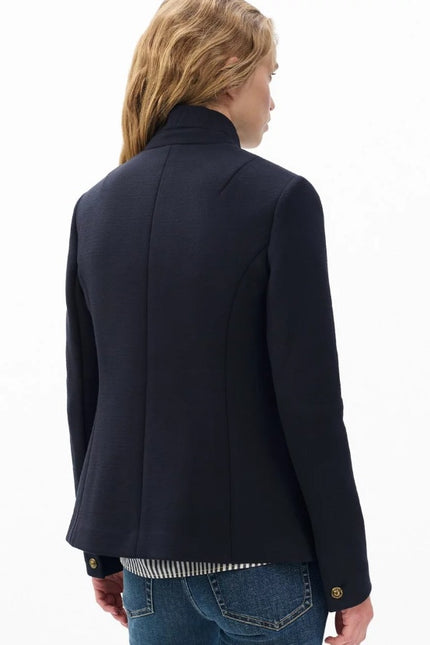 RAG & BONE Slade Textured Knit Blazer Navy Blue Long Sleeve 4-Pocket Women's 8