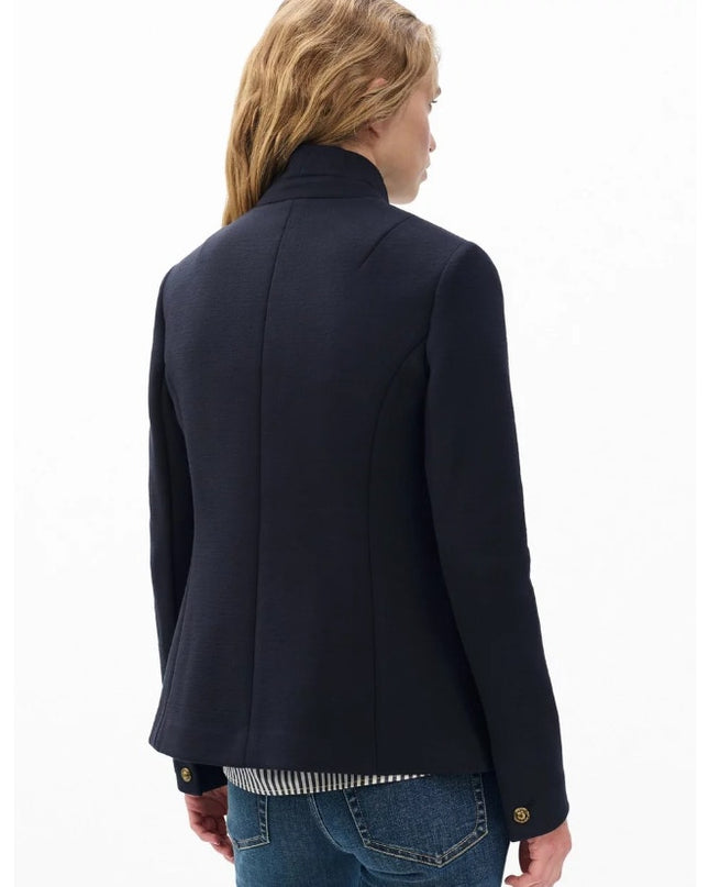 RAG & BONE Slade Textured Knit Blazer Navy Blue Long Sleeve 4-Pocket Women's 8
