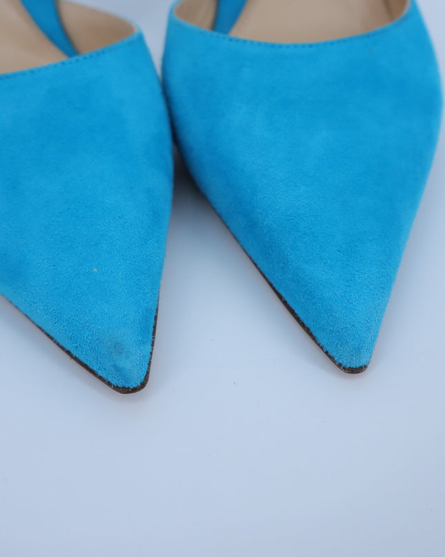 MARION PARKE Classic Suede Slingback Heel Sky Blue Pointed Toe Women's 41/US 11