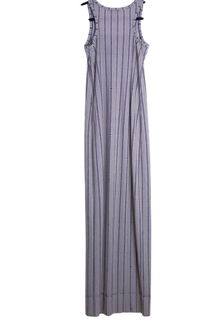 TORY BURCH White and Navy Printed Convertible Column Dress Women's XS