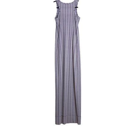 TORY BURCH White and Navy Printed Convertible Column Dress Women's XS