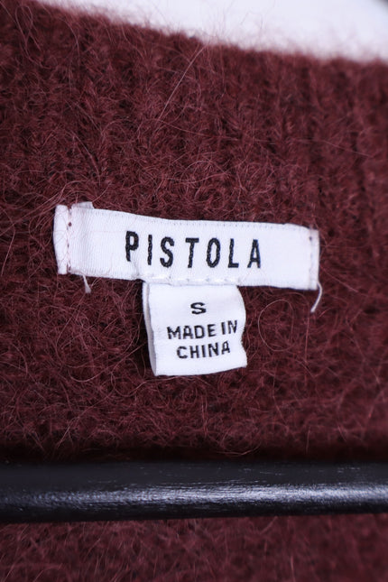 PISTOLA Ivy Pullover Sweater Terra Stripe Maroon Oversized Long Sleeve Women's S